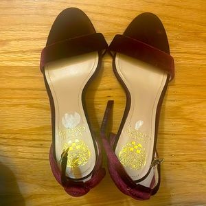 Vince CamutoVelvet strap block  heels